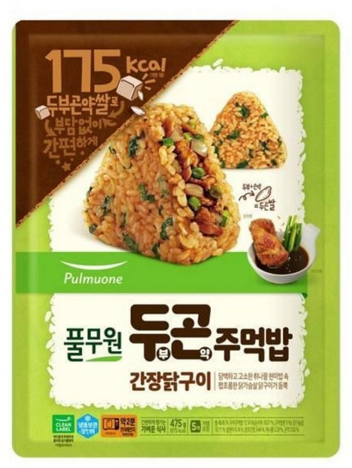 풀무원 풀무원 두부 곤약 주먹밥 간장닭구이 475g x 2개
