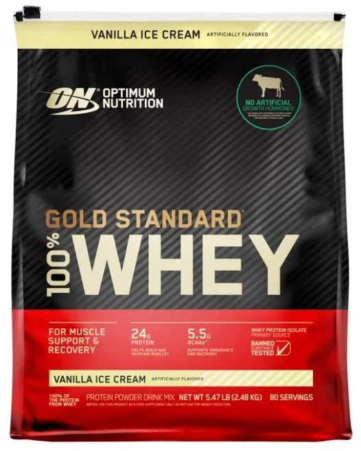 Optimum Nutrition Gold Standard 100% Whey Protein 골드 스탠다드 웨이프로틴 바닐라맛 2.56kg, 1개, 2.48kg - 쿠팡