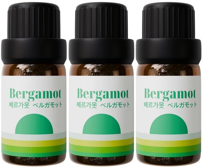 1+1+1 천연 유기농 아로마오일 에센셜오일, 유기농 베르가못오일, 10ml, 3개 - 쿠팡