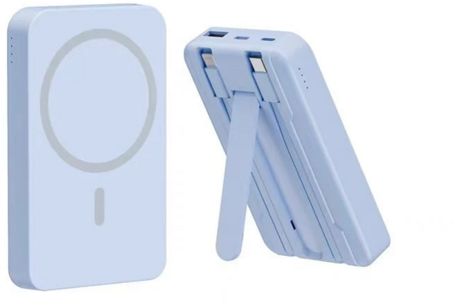 無線磁吸行動電源 20000mAh 自帶線支架 3C Wh標示 可上飛機 快充, 天空藍【有線22.5W+無線磁吸15W】, K04