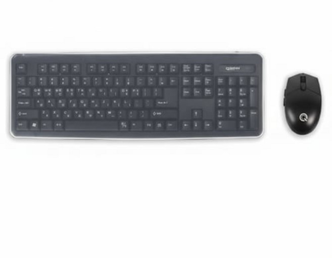 큐센 무선 키보드 마우스 세트 + 키스킨, MK210, BLACK컬러, 일반형
