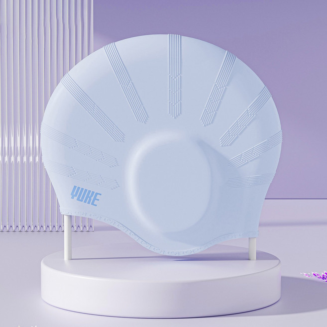 방수 실리콘 캡 남녀 공용 대형 긴 머리 편안함 머리 안 조임 귀 보호 디자인 전문 훈련용, 1개, 푸른 색