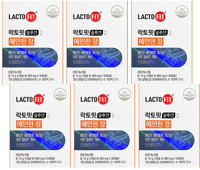 락토바이옴 솔루션 예민한 장 유산균, 30정, 6개