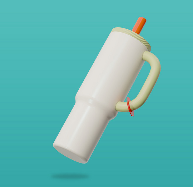 오까사 대용량 W 텀블러 스텐 손잡이, 1개, 1.2L, 아이보리 민트