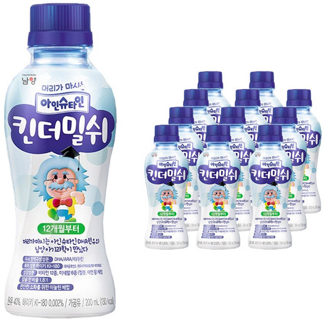 남양유업 아인슈타인 킨더밀쉬, 200ml, 12개