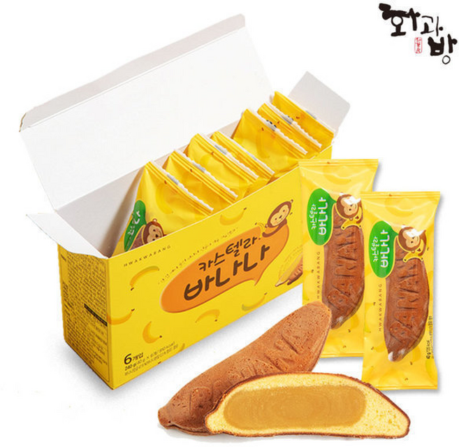 카스텔라 바나나 ( ) /바나나빵 카스테라 개별포장 아이간식 회사간식 영양간식 국산쌀가루, 6개, 40g