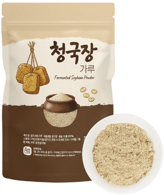 국산 청국장가루100% 청국장분말 가루 대용량 첨가물 없는 국산콩 청국장가루 나토키나제, 500g, 1개