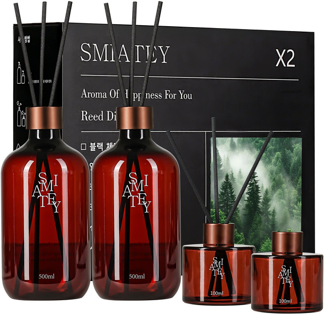 스미어티 디퓨저 대용량 실내 방향제 리필액 선물 세트 집 화장실 방향제 500ml, 숲속새벽공기, 2개
