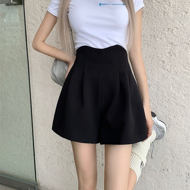 高腰 A字 寬褲 短褲女 顯瘦 休閒 熱褲