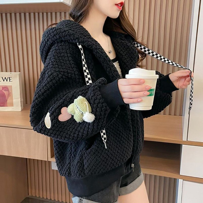 MOSAIRATION 여성 귀여운 부드러운 트렌디 재킷 도톰 소프트 데일리 후드집업 V110330