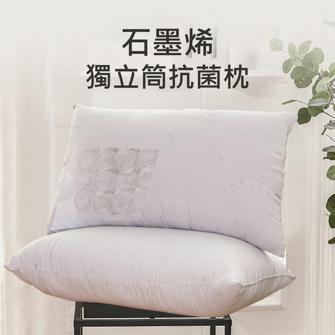 石墨烯獨立筒枕頭 高支撐速回彈 48x75x18cm 兩入組, 2入