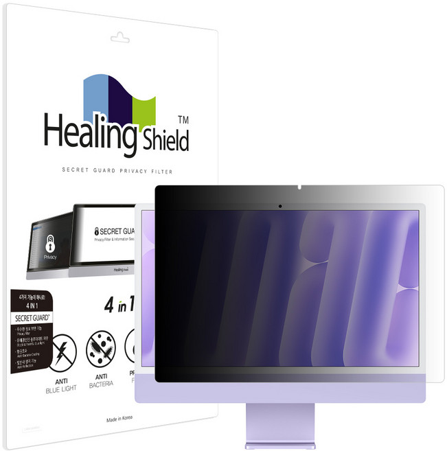 힐링쉴드 아이맥 M4 24인치 항균 보안필름 블루라이트차단 양면 정보보안기, 1개