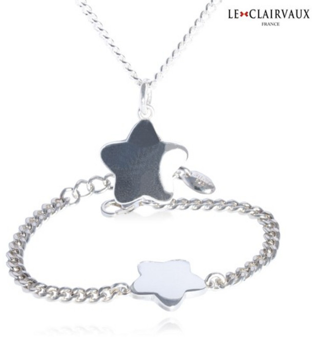 [르클레보] 볼록별님 미아방지 유아동 실버목걸이 팔찌 세트 SS9395