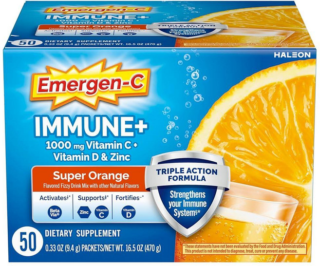 이머전씨 이뮨 플러스 비타민C 1000mg 파우더 슈퍼오렌지맛 50팩, 분말, 성인남녀공용