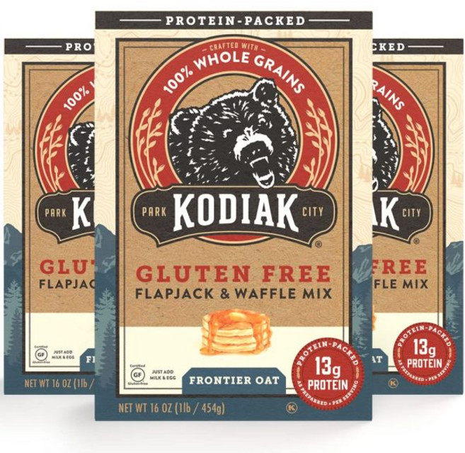 Kodiak Cakes 파우더 가루 분말 코디악 케이크스 프론티어 오트 글루텐 프리 플랩잭 및 와플 믹스 16온스 3개 묶음, 1개, 453g