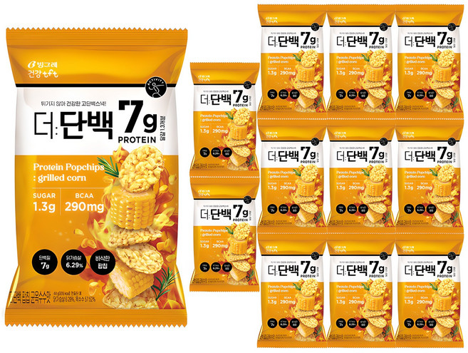 더단백 팝칩 군옥수수맛, 44g, 12개