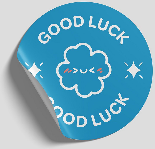 도토리제작단 합격 응원 행운 무광 스티커 선물 포장 데코, 30매, 대박 블루