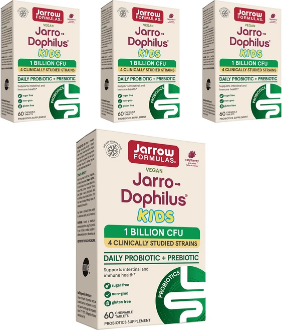 재로우 재로우-도필러스 키즈 프로바이오틱 + 프리바이오틱 내추럴 라즈베리 어린이 유산균 츄어블 타블렛, 60정, 4개 - 쿠팡