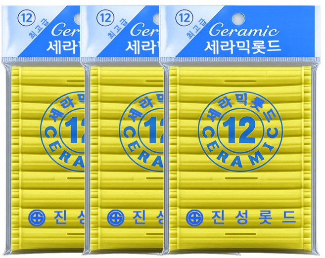 오라이브 진성 셀프파마 세라믹 헤어 롯드 12호, 3개, 노랑