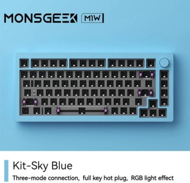 75% 키 가지 핫 개스킷 기계식 게임용 3 키보드 모드 Akko 액세서리 M1w 82 M, 없음, 5) M1W Blue 3mode - No Switch, 01 No Switch Keycaps, 없음 - 쿠팡