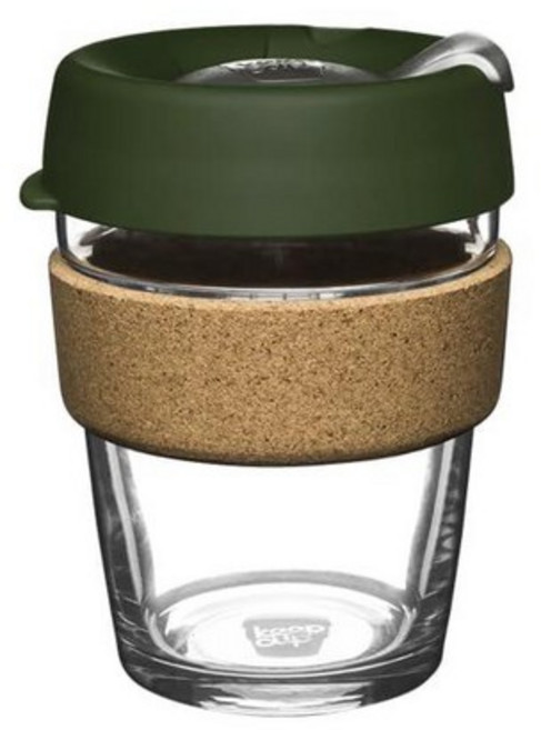 KeepCup 브루 코르크 - 재사용 가능한 커피 컵 강화 유리 및 천연 코르크 L 16온스/454ml - 데이브레이크, 소나무