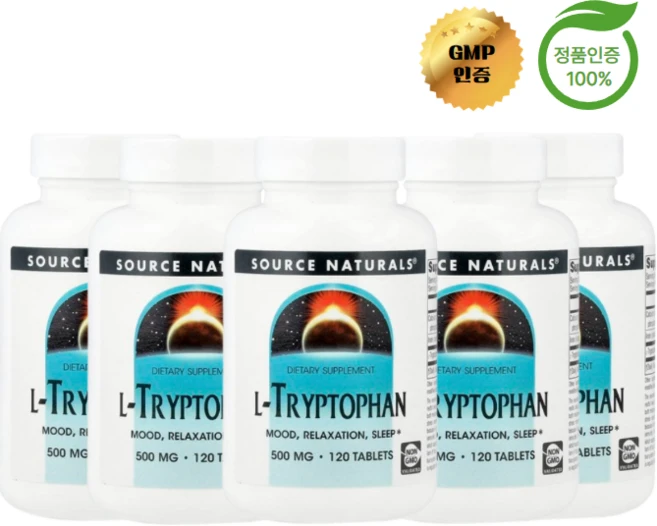 3+2 소스 내추럴스 L트립토판 500mg 120정, 5개 - 쿠팡