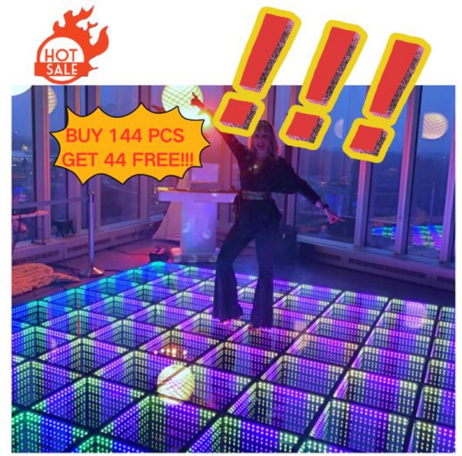 3d 인피니티 미러 비디오 라이트 휴대용 RGB 강화 유리 조명 야외 웨딩 파티 바에 대한 LED 댄스 플로어, 01 wired, 04 strip light