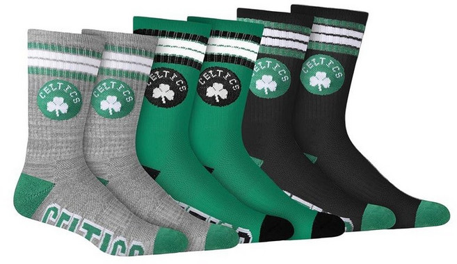 Ultra Game NBA 남성용 운동용 쿠션 세이프 핏 팀 크루 양말 - 3팩, Boston Celtics