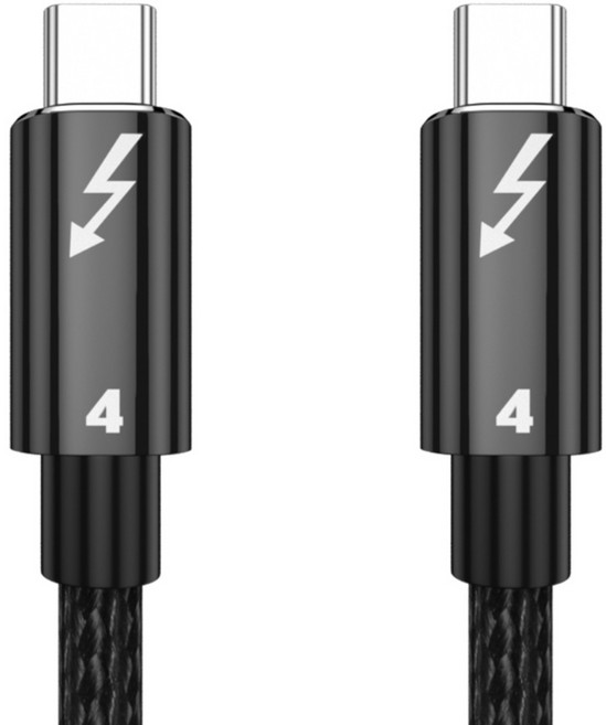 썬더볼트4 케이블 100W 8K60 40Gbps C타입 초고속 데이터전송 Thunderbolt4, 1개, 100cm, 블랙