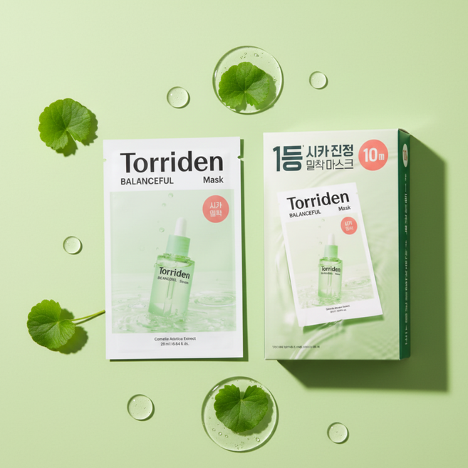 Torriden olive young 敏感肌必備 曬後修護, 1組, 積雪草舒緩修護面膜*5, 1入