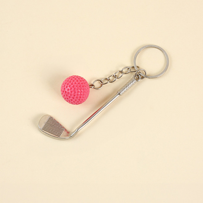 치프몰 골프채 골프공 열쇠고리, 1개, 분홍색