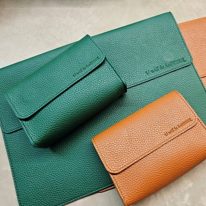 유피어 가죽 노트북 파우치 세트, 그린, 1개