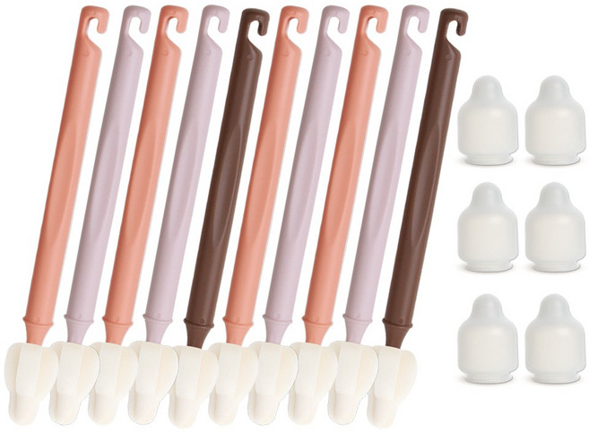 하이비 젖병 젖꼭지 세척솔 몽글이 롱 미니솔 5p + 먼지보호캡 3p, 2세트, 따뜻한햇살