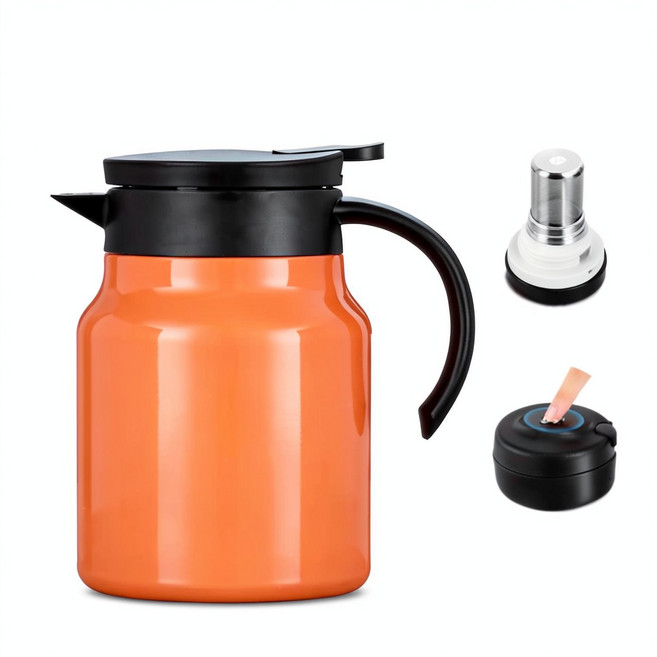 HYPXL 智慧保溫燜茶壺, 升級款智慧顯溫活力橙, 1個, 1000ml