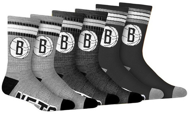 Ultra Game NBA 남성용 운동용 쿠션 세이프 핏 팀 크루 양말 - 3팩, Brooklyn Nets