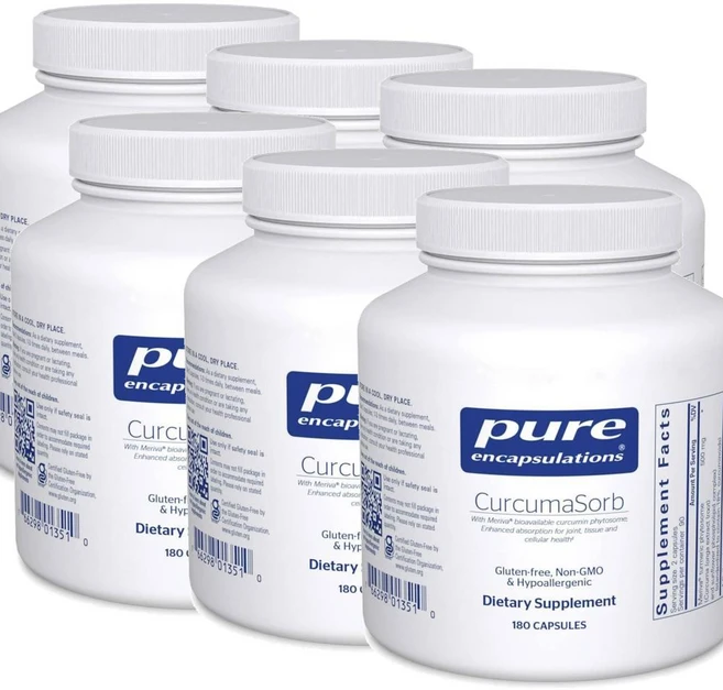 퓨어인캡슐레이션 커큐마소브 터메릭 피토솜 캡슐 Pure Encapsulations CurcumaSorb, 6개, 180정 - 쿠팡