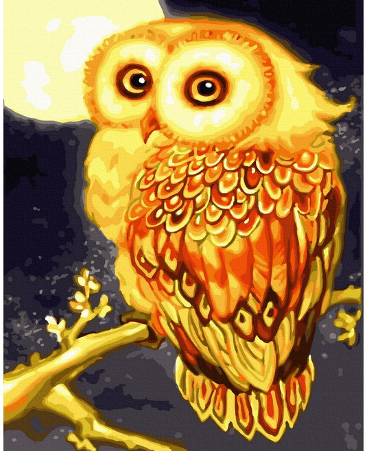 대형 명화 그리기 DIY 60X75cm 유화 캔버스 세트 거실 인테리어 그림 150종, E.동물, E002.황금부엉이, 1개, E002.황금부엉이