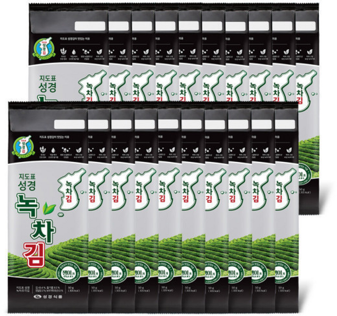 지도표 성경김 녹차김 조각, 20개, 50g
