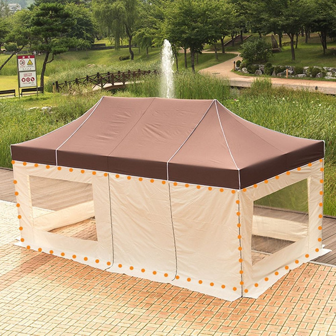 프리미엄 캐노피 천막 3X6 벽면 바람막이 창문 가림막, 초이스토어 P투명4벽면 3X6_그린