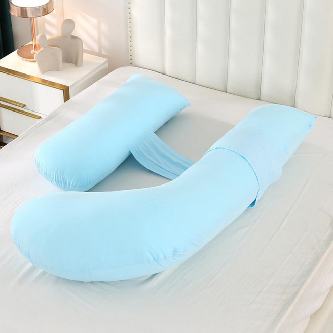 임산부엎드리기쿠션 임신선물 산모 U자 베고자는 꿀잠 파묻히는 엎드리기 대형, 니트 라이트 블루