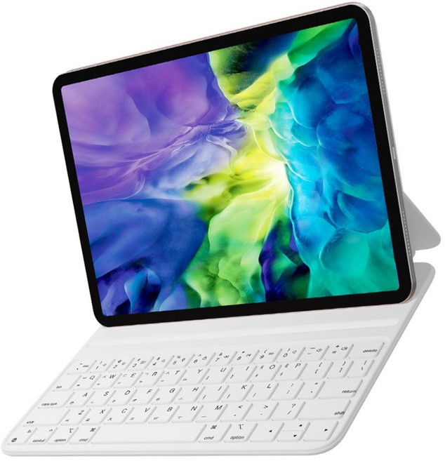 HOU 아이패드 2가지 각도 마그네틱 슬림 키보드 케이스 10세대/10.9/11인치, 화이트, 10.9/11인치(에어4/5 프로1/2/3/4)