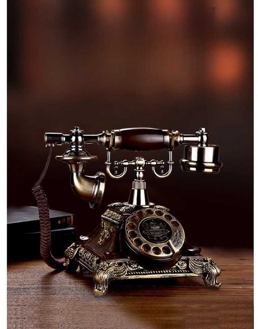 빈티지 전화기 레트로 유선 옛날 인테리어 엔틱 다이얼 브론즈색_일반버전
