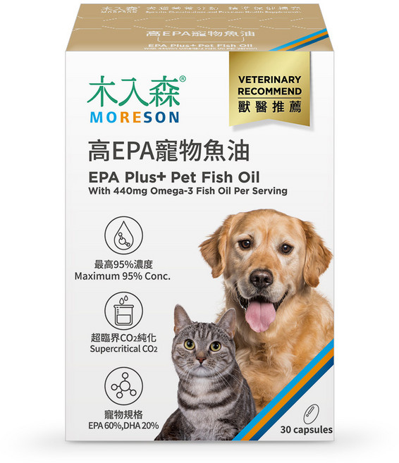 木入森 MORESON 高EPA寵物魚油 獸醫推薦, 1個, 免疫/抗氧化, 30顆