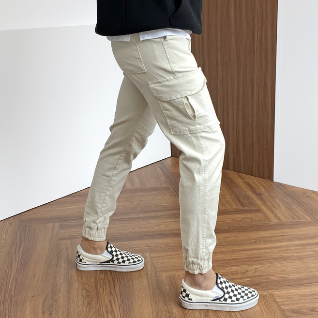 빠델 남성용 사계절 면 스판 밴딩 카고 조거팬츠 (M-3XL)