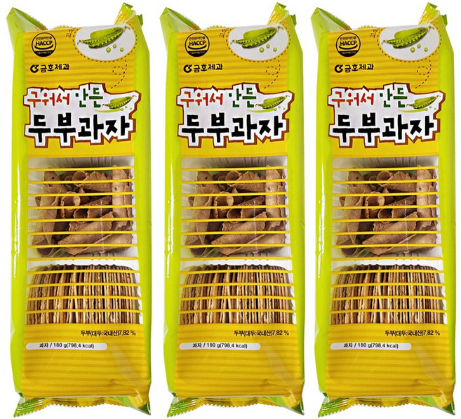 금호제과 구워서 만든 양파과자 두부과자 주전부리 담백한 과자, 180g, 3개