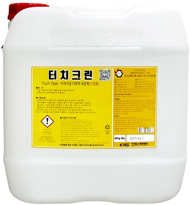 킴앤에스코리아 터치크린 18.75L 저자극성다목적세정제 찌든때 기름때 제거, 1개