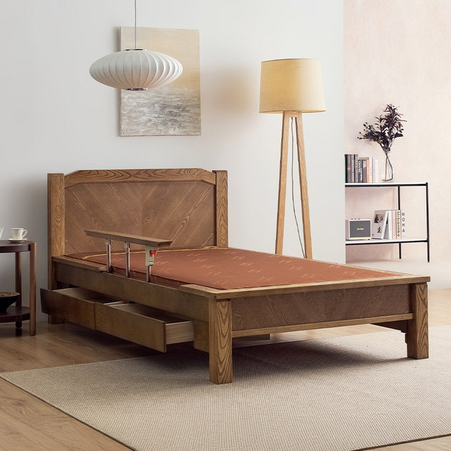 동서가구 황토숯볼 리암 낙상방지 원목 흙침대 SS DF928264, 브라운