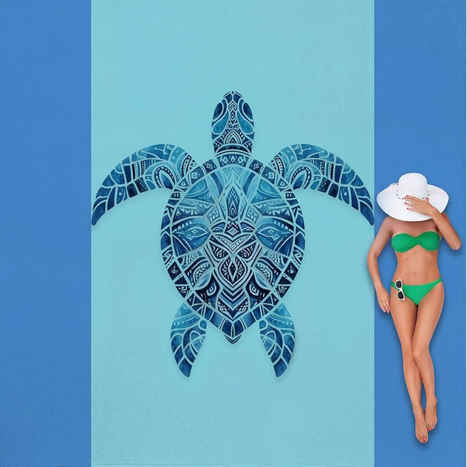 Flutesan Sea Turtle Beach Blanket Waterproof Sandproof Oversized Extra Large 108 x 118 Inches Sand, Flutesan Sea Turtle Beach Blan