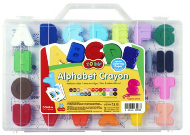 설래임 동아연필 유아 어린이 미술놀이 토루 알파벳 크레용 26색