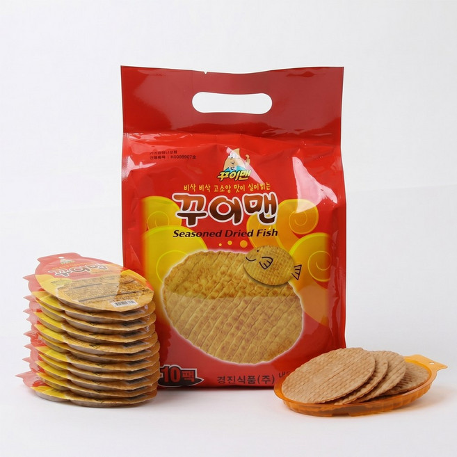 [경진식품] 바삭바삭 꾸이맨 대용량 230g (23g x 10팩) - 간식용 안주용 건어포, 1개